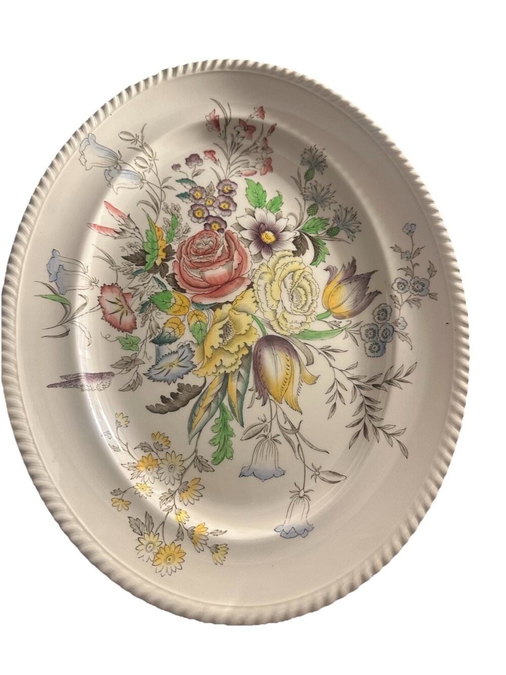 Vintage Johnson Brothers BIRD OF PARADISE Oval Platter Floral England 14.5"